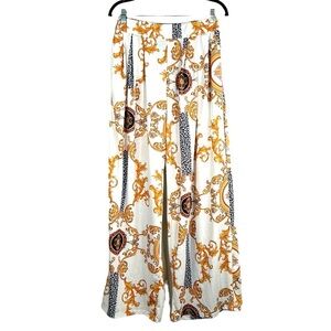 Leopard Floral Classic Wide Leg Pull On Vacation Lounge Pants Size XL